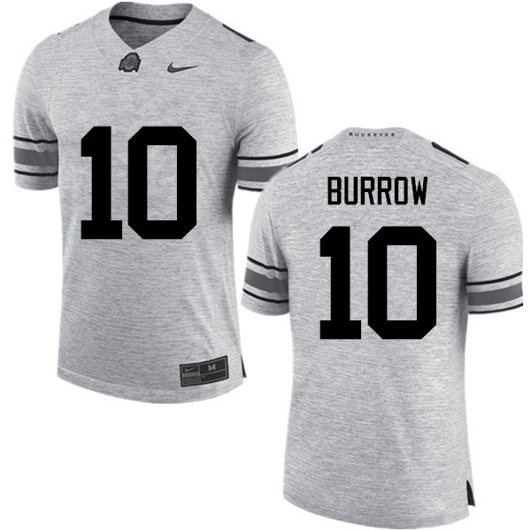 Ohio State Buckeyes #10 Joe Burrow Men Football Jersey Gray
